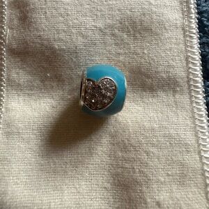 Brighton Blissful Heart in turquoise Enamel with clear crystal hearts Retired